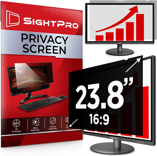 23.8 Inch 16:9 Computer Privacy Screen Filter for Monitor - Privacy Shield and Anti-Glare Protector
