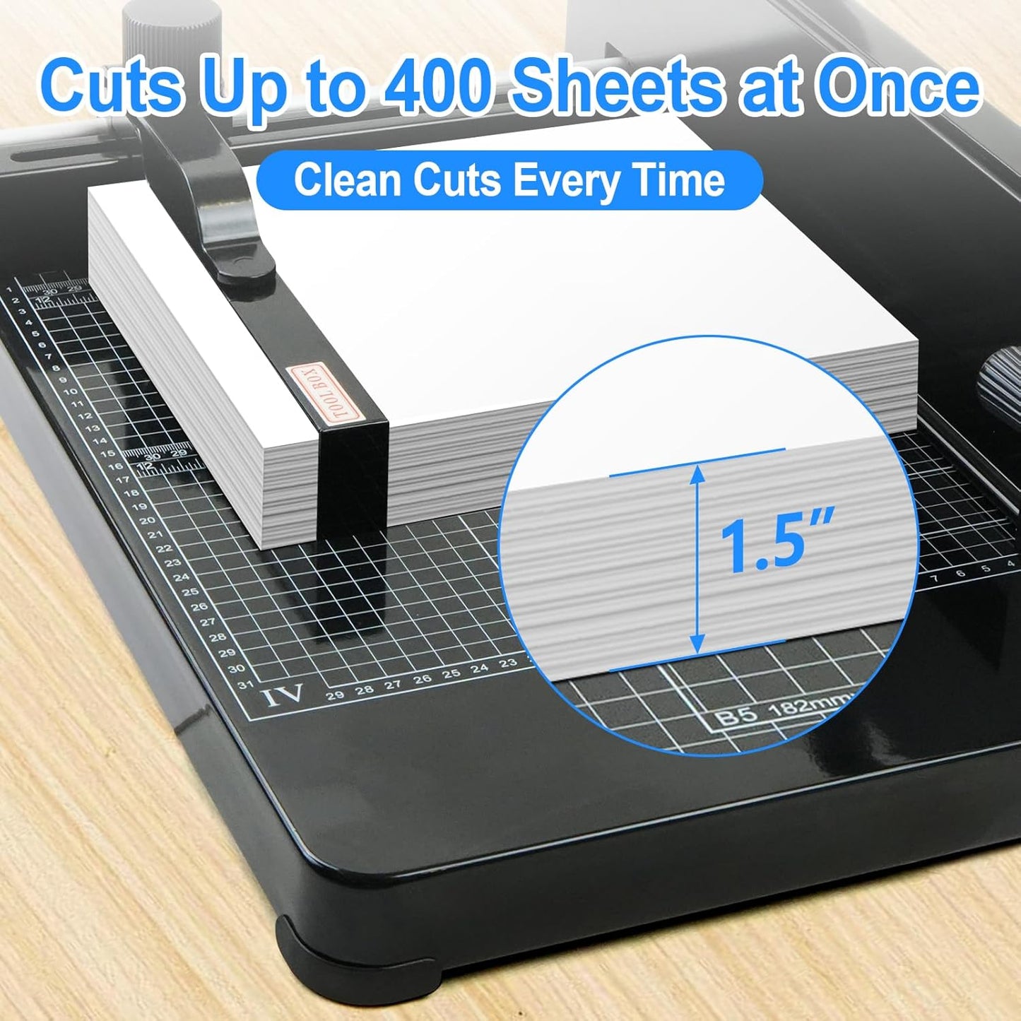 12" Guillotine Paper Cutter, Solid Steel Construction Paper Cutter for A4 Paper, 400 Sheet Capacity Guillotine Paper Cutter for Coupon, Craft Paper and Photos, Black