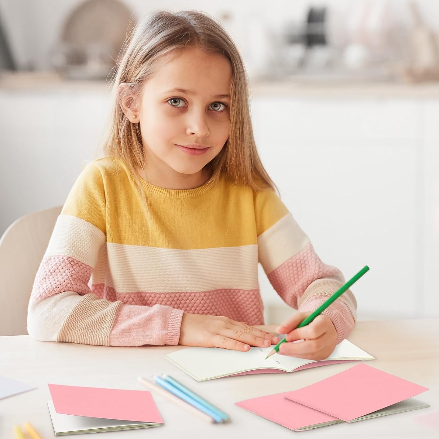 Thenshop 50 Pack Mini Pocket Kraft Notebooks Bulk 4 x 4 Inch Journal Notepads with Dot Memo Sketchbooks Writing Notepad for Party Favors Supplies (Pink,Blank Page)