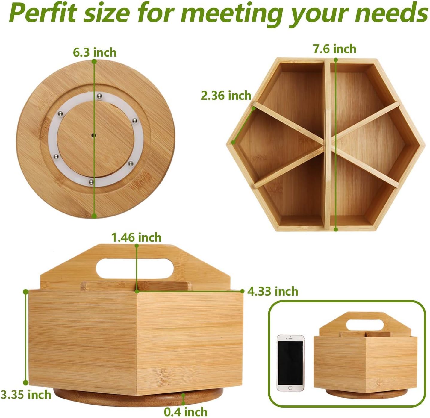 Marbrasse Bamboo Art Supply Organizer, Rotating Pencil Pen Holder, Office Supplies Desktop Storage Caddy, Like Colored Pencils, Pen, Markers, Paint Brushes