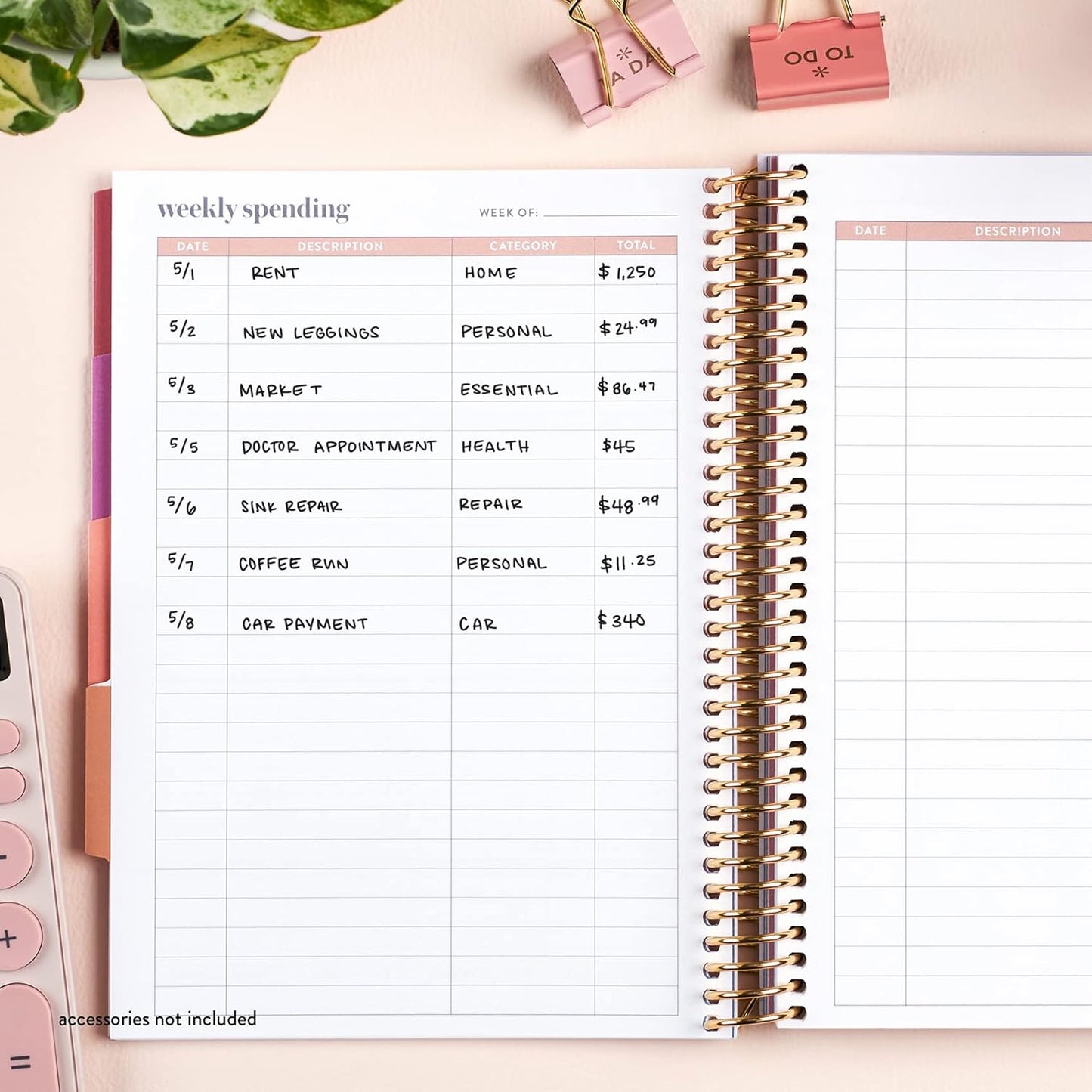 Erin Condren Coiled Budget Planner, A5 Finance Organizer with Monthly Layouts, Tabbed Sections, Savings and Expense Trackers, Debt Management Budget Book, Stickers, and Goal Planning Pages
