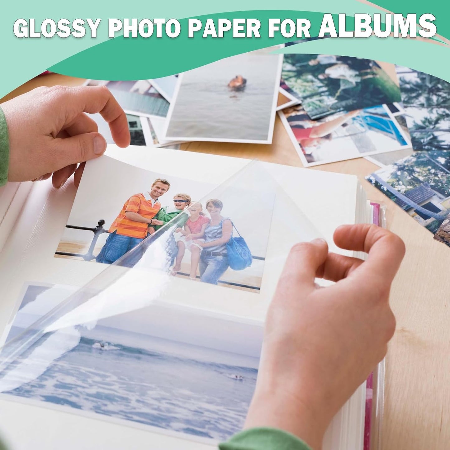 Glossy Photo Paper 8.5x11 48lb, 100 Pack, US Letter Size, for Inkjet Printer, 180 gsm