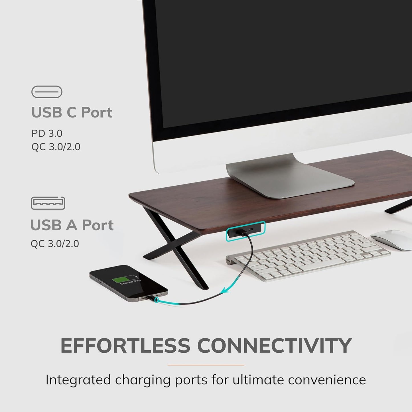 Anji Mountain Monitor Stand - Desktop Organizer & Laptop Riser, Ergonomic Monitor Riser, Space-Saving Monitor Stand for Desk, Durable Construction, Easy Assembly, Ideal for Home & Office,Walnut
