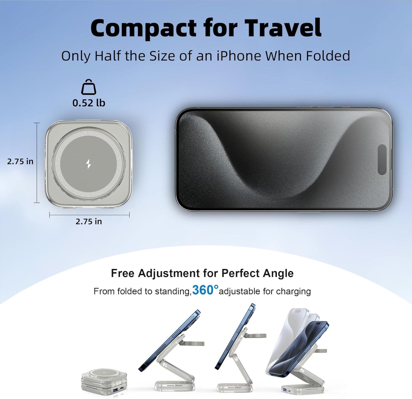 5-in-1 Wireless Charger for MagSafe, AC ISLAND Portable Travel Charging Station, 15W Max Fast Foldable Magnetic Stand, Evolved for iPhone 17/16/15/14/13 Series, Apple Watch, AirPods (with 35W Adapter)