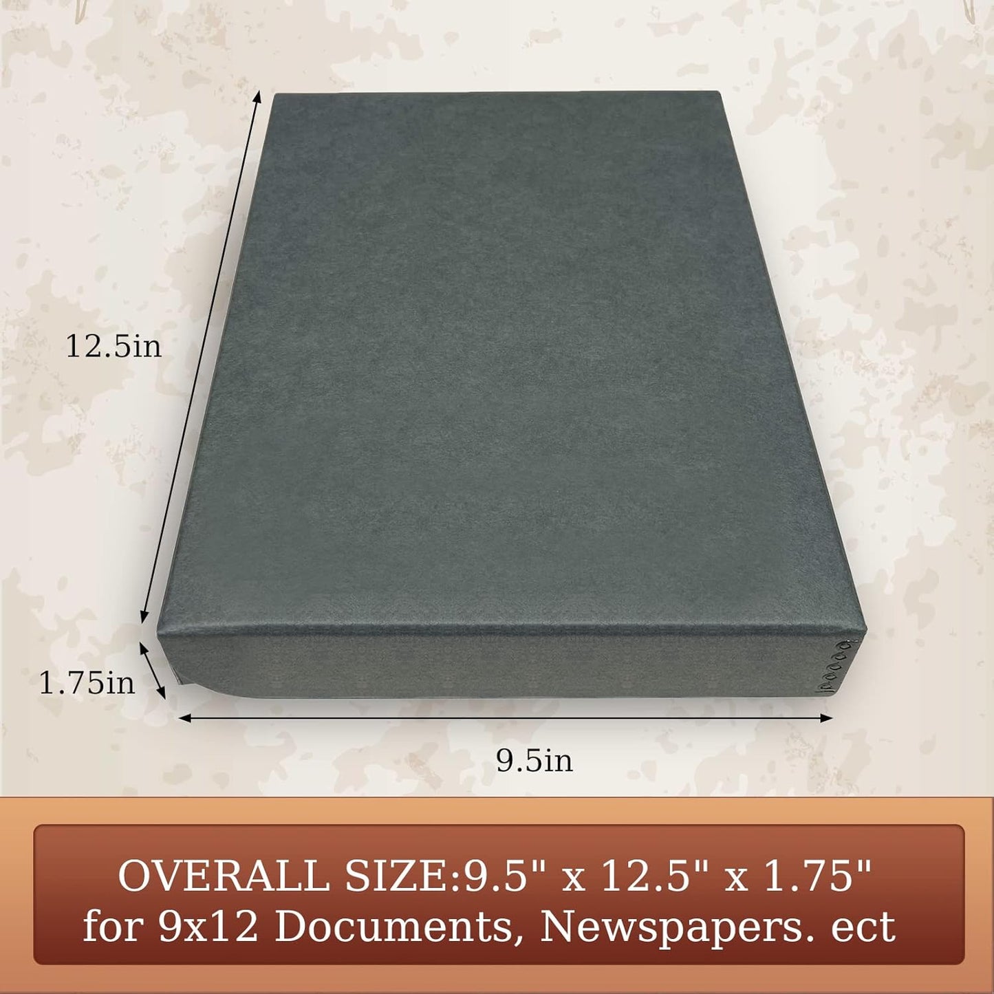 Golden State Art, Archival Folio Storage Box 9x12, Clamshell Design with Metal Edge, Preserve And Store Photos Documents Cards Prints Arts Crafts DIY, Gray