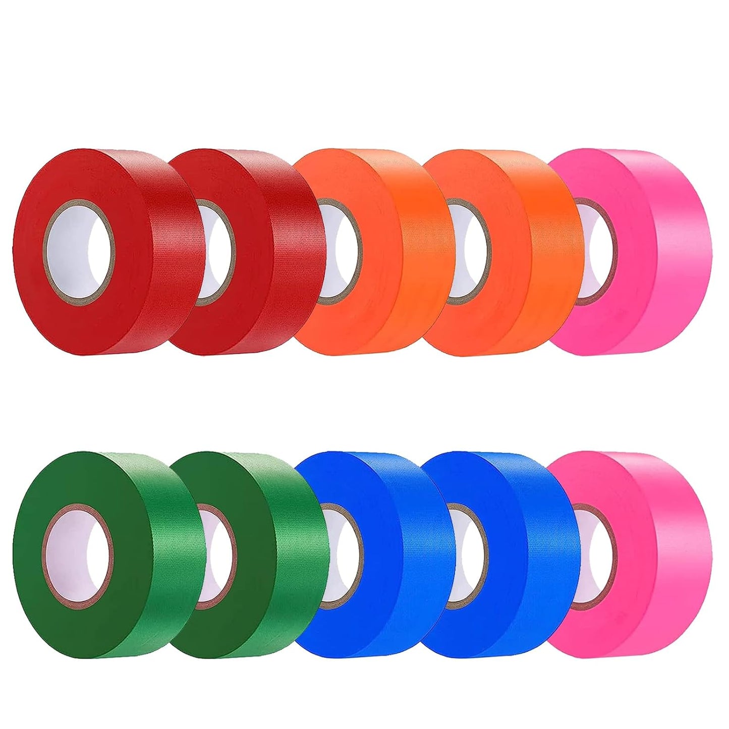 10 Pack Flagging Tape 5 Assorted Colors, Non-Adhesive Plastic Ribbon Neon Marking,1"*2000' Marking Tape for Tree Marking, Hunting, Boundaries and Hazardous Areas,Trail Marking