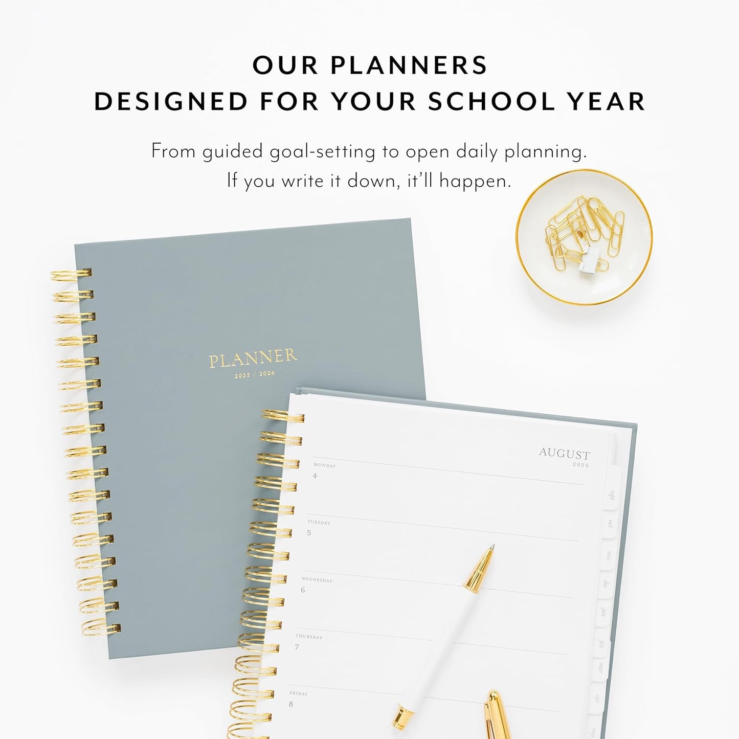 Sugar Paper 2025-2026 Signature Spiral Academic Planner, Weekly and Monthly, August 2025 to July 2026, School, College & Student Planner, 12 Month, 7.5" x 9.25", Dusty Blue