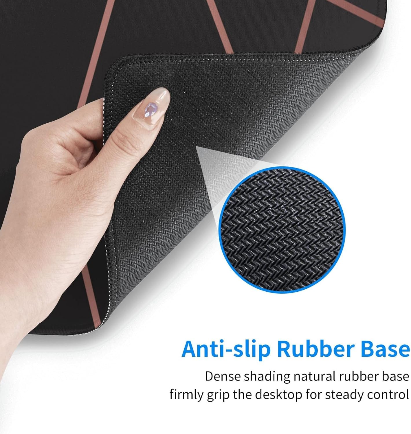 Rose Gold Black Mouse Pad, Geometry Large Big Gaming Mouse Pad Desk Pad, Mousepad with Non-Slip Rubber Base, Extended XXL Mouse Mat for Computer Laptop Office Accessories