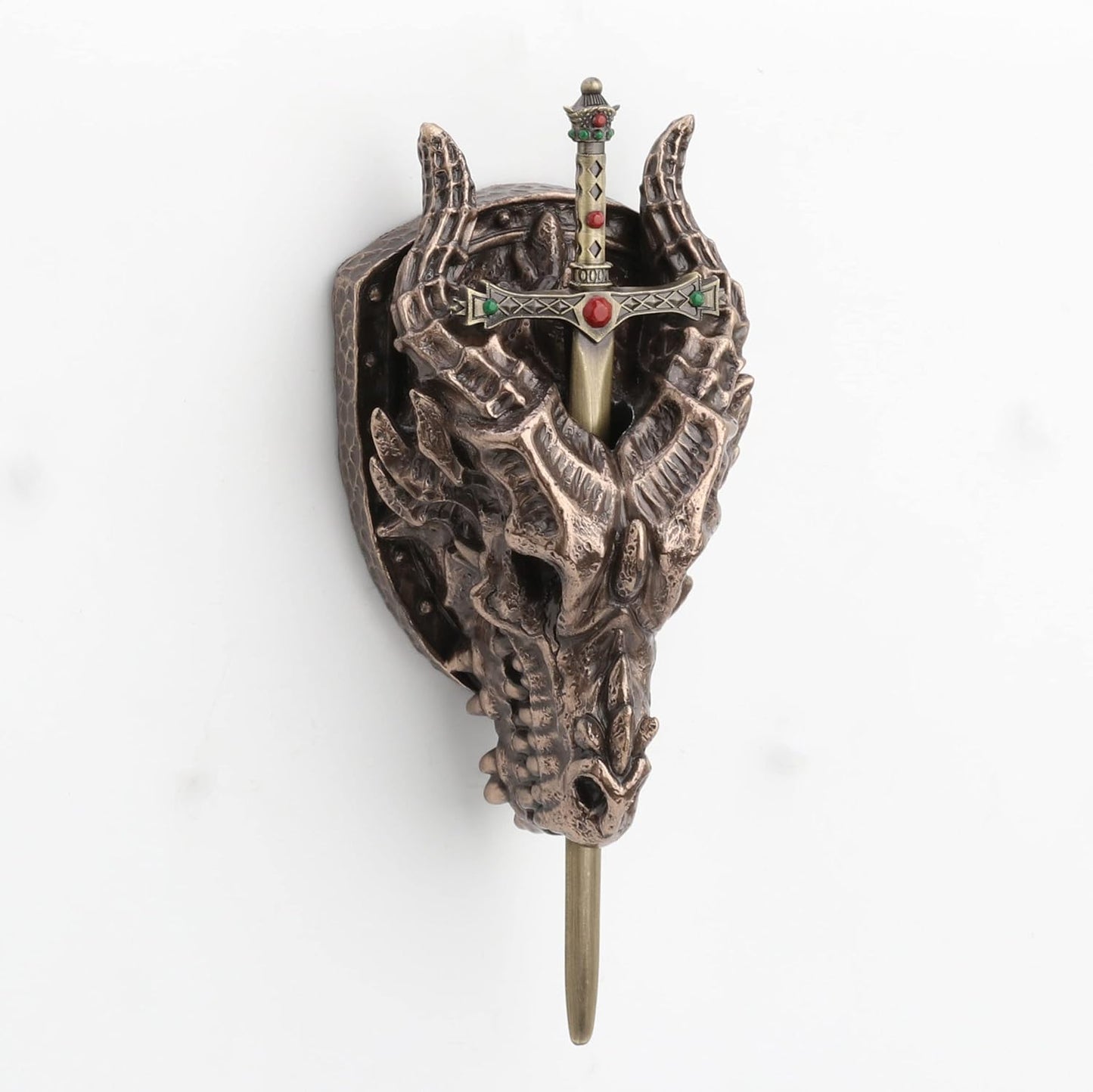 Veronese Design 6 1/4 Dragon Skull Trophy Sword Letter Opener Resin Wall Sculpture Bronze Finish Metallic Decorative Ornament