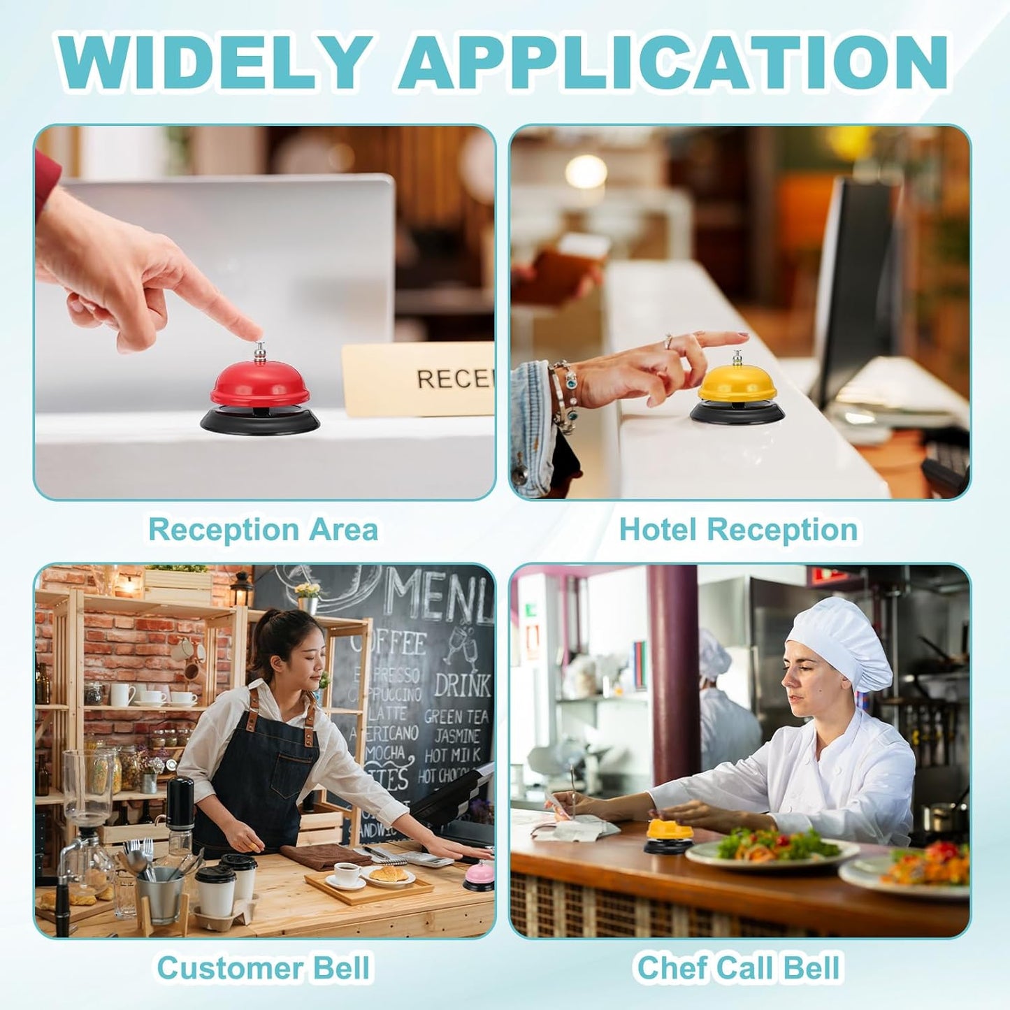 uxcell Desk Service Call Bell, 2.95 Inch Metal Dinner Service Bell Ring for Hotel Restaurant Reception Area and Wedding Party Events, Orange