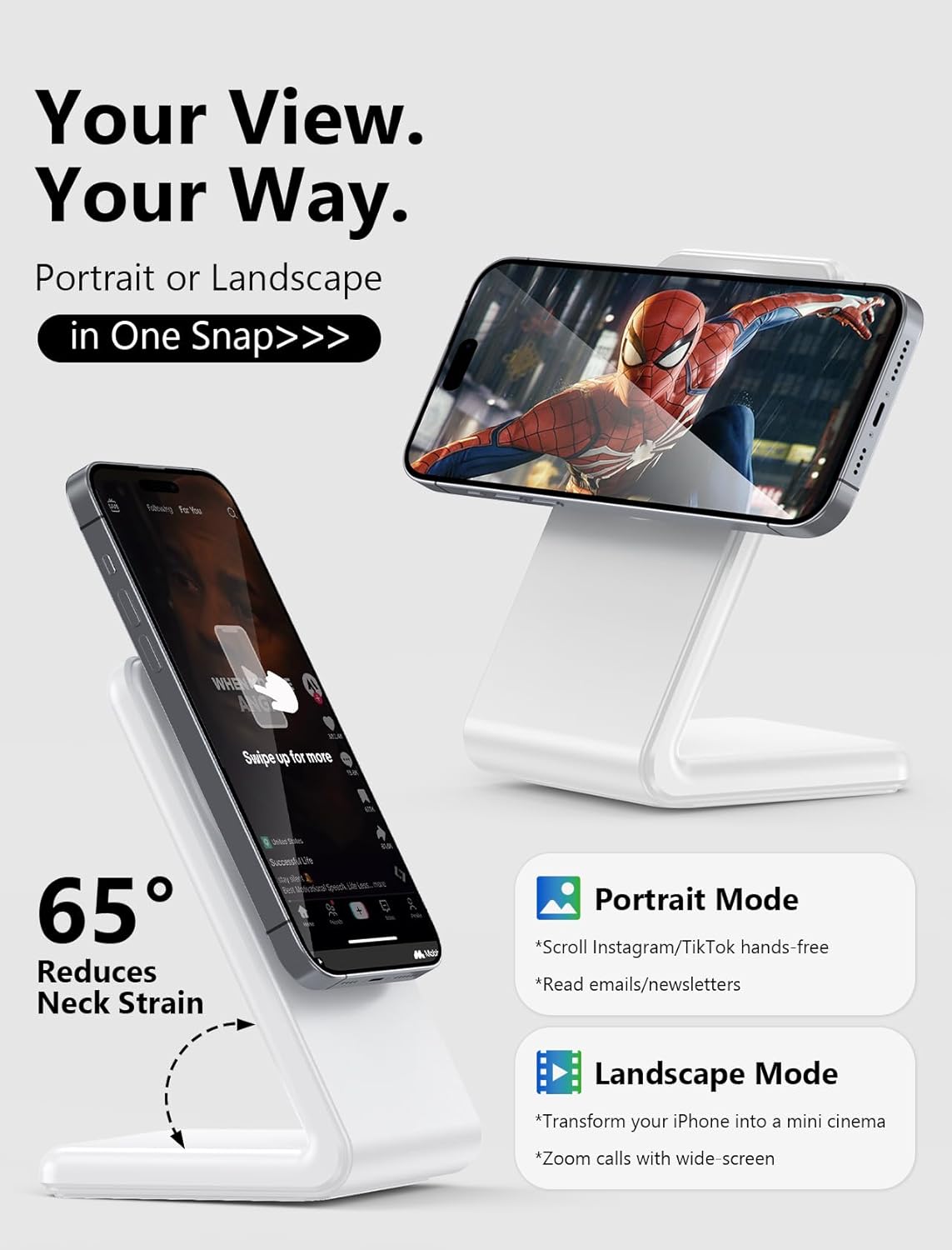 Mag.Safe Charger - iPhone Charger Stand, Magnetic Fast Wireless Charger for iPhone 17/16/15/14/13/12 Series - White
