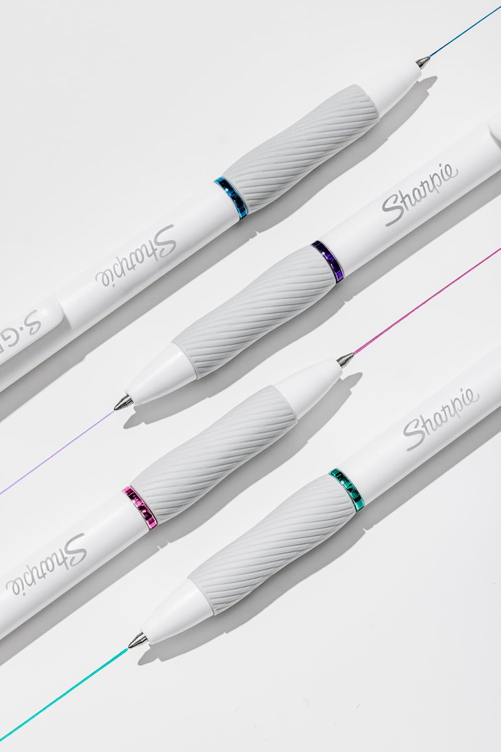 Sharpie S-Gel Pens, Fashion Barrel Gel Pens, Pearl White Body, Medium (0.7mm) Point, Bold Ink Colors, 8 Count