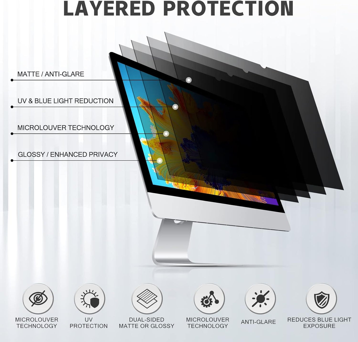 19 Inch 5:4 Computer Privacy Screen Filter for Monitor - Privacy Shield and Anti-Glare Protector (14 13/16" x 11 7/8")