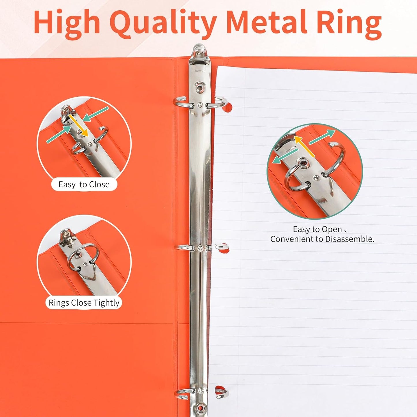 1-inch 3 Ring Binder with 2 Inside Pockets, 1'' Basic Binders Holds US Letter Size 8.5'' x 11'' Paper - Versatile Binders for Office, School and Home Use (Pack of 12, Assorted Color)