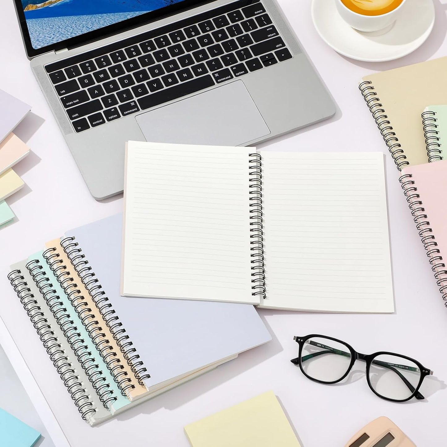 Fuutreo 12 Pcs Spiral Notebook for Work A5 8.3 x 5.7 Inch College Ruled Spiral Journal Notebook Kraft Cover Ruled Paper, 12 Color, 60 Sheets, 120 Pages for Office School(Innovative Color)