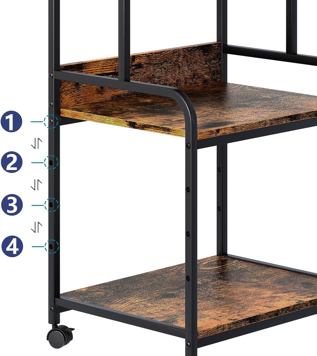 Printer Stand with Storage Shelf,3 Tier Printer Cart with Wheels,Mobile Printer Table for Home Office,Stands for Printer Heat Press Scanner Fax,Industrial Style (Brown)