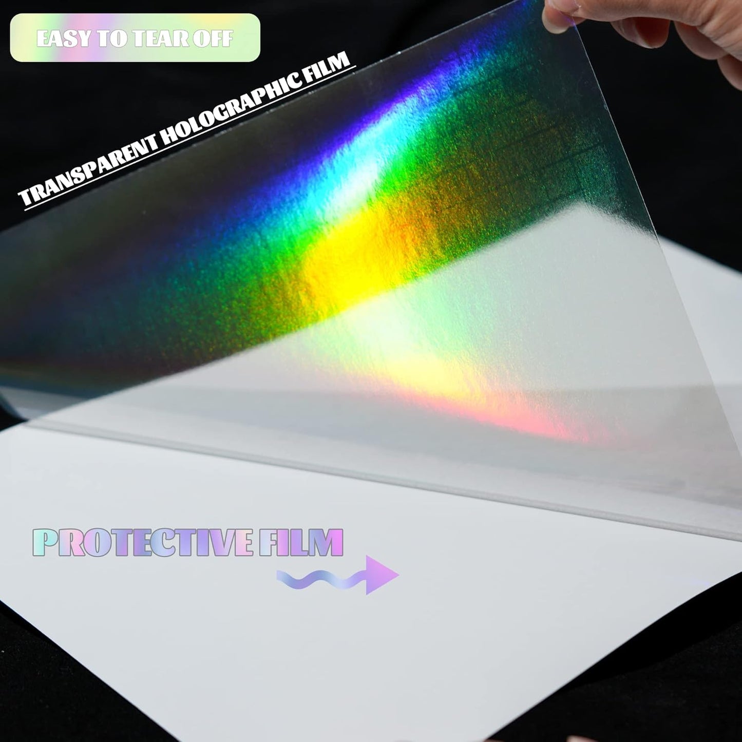 2 Types Transparent Holographic Overlay Lamination Vinyl A4 Size Self-Adhesive Laminate Waterproof Vinyl Sticker Paper, 10 Sheets 8.25 x 11.7 Inches