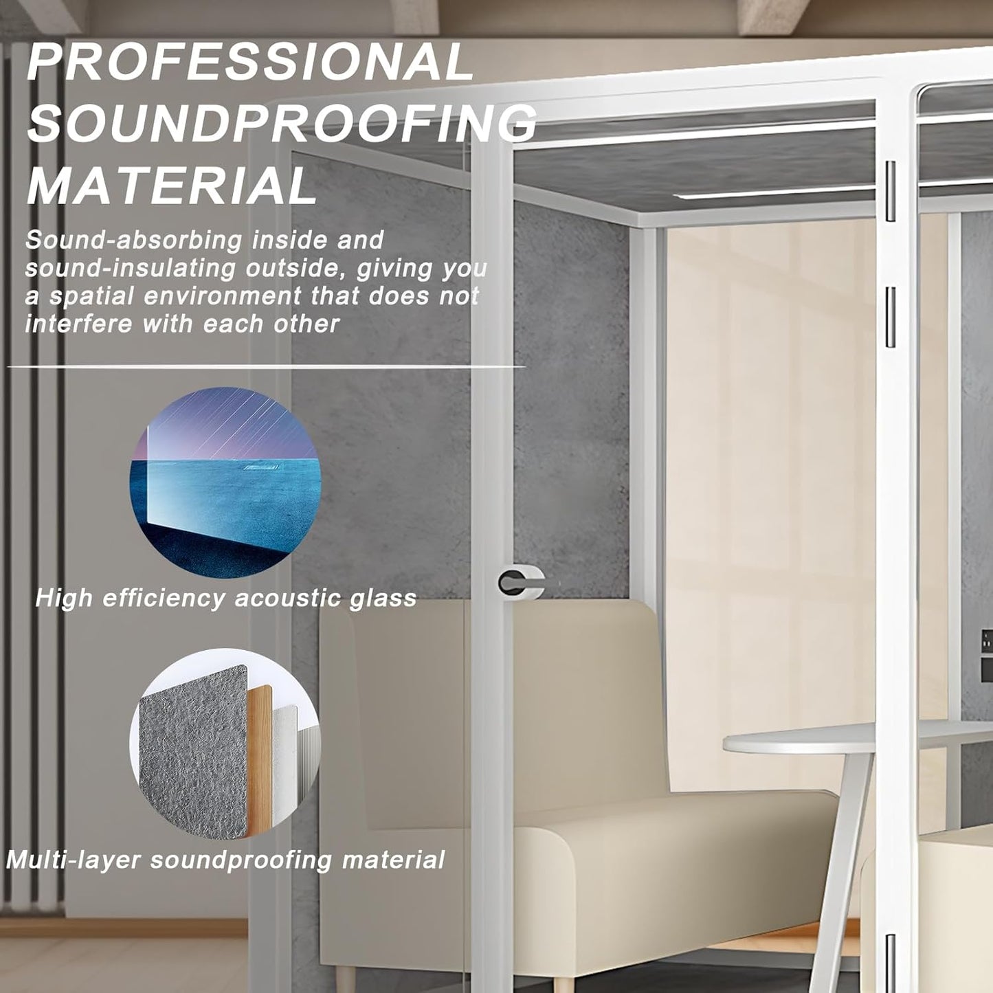 Office Sound Booth with Audio Privacy - Removable Soundproof Booth Includes White with Rounded Corners,Soundproof Room with Light,Fans, Socket for Negotiation Room,Study(78.74IN×70.86IN)