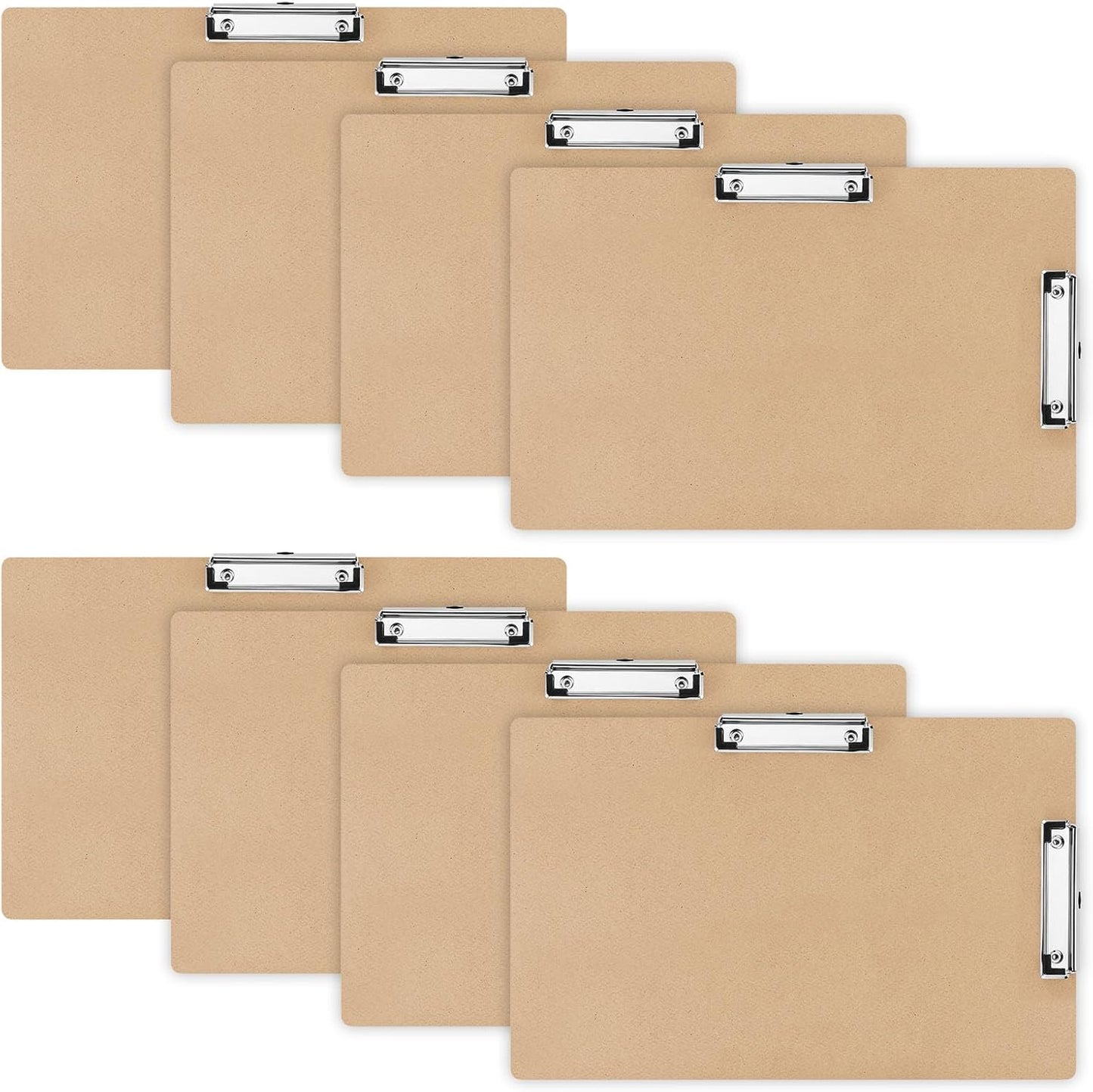 Henoyso 8 Pcs 11x17 Clipboard Wooden Lap Board with Low Profile Clip Brown Double Landscape Clip Hardboard Drawing Board Landscape Horizontal Large Clipboard for Desk Paper Sketching Art Supplies