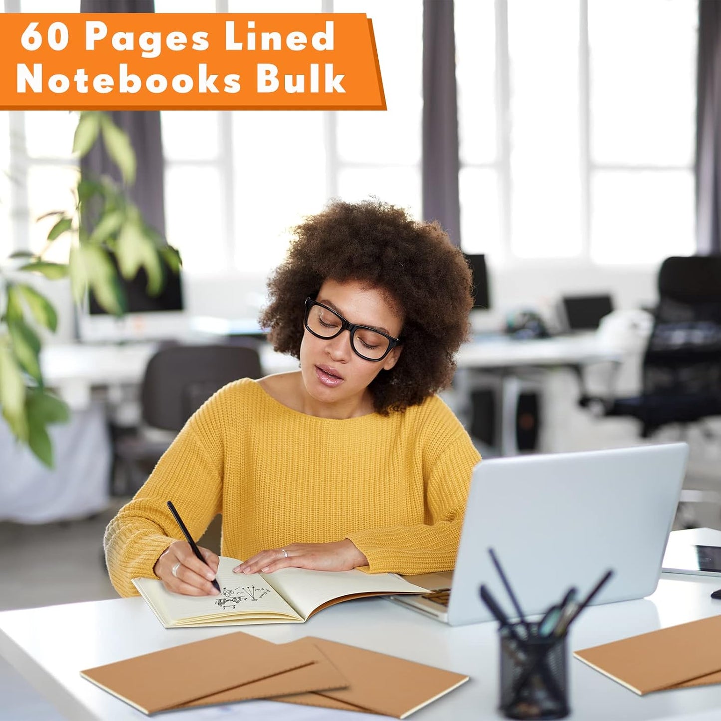 Sepamoon 200 Pack Kraft Notebook Journals 5.5 Inch x 8.3 Inch A5 Journal Softcover Notebooks Bulk for Kids Student Writing Sketch Travel Journal Office Notepad with 60 Pages 30 Sheets(Brown)