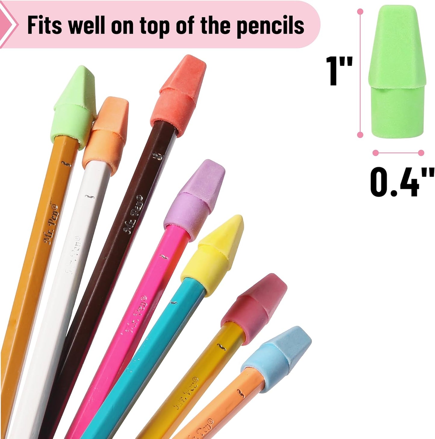 Mr. Pen- Pencil Erasers Toppers, 500 Pack, Colorful, Latex Free, No Smudge, Mr Pen Erasers for Pencils