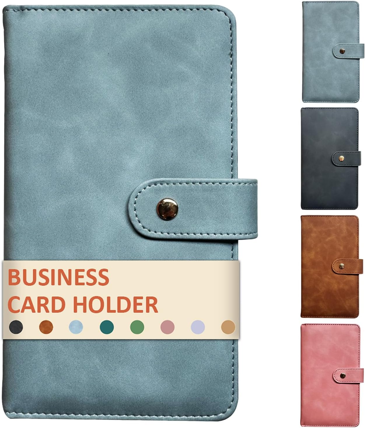 Leather Professional Business Card Holder Book Organizer, 240 Card Slots Capacity Booklet, Premium PU Name Cards Storage Folder with Soft Cover, Credit Card Binder Holder for Men/Women (Blue)