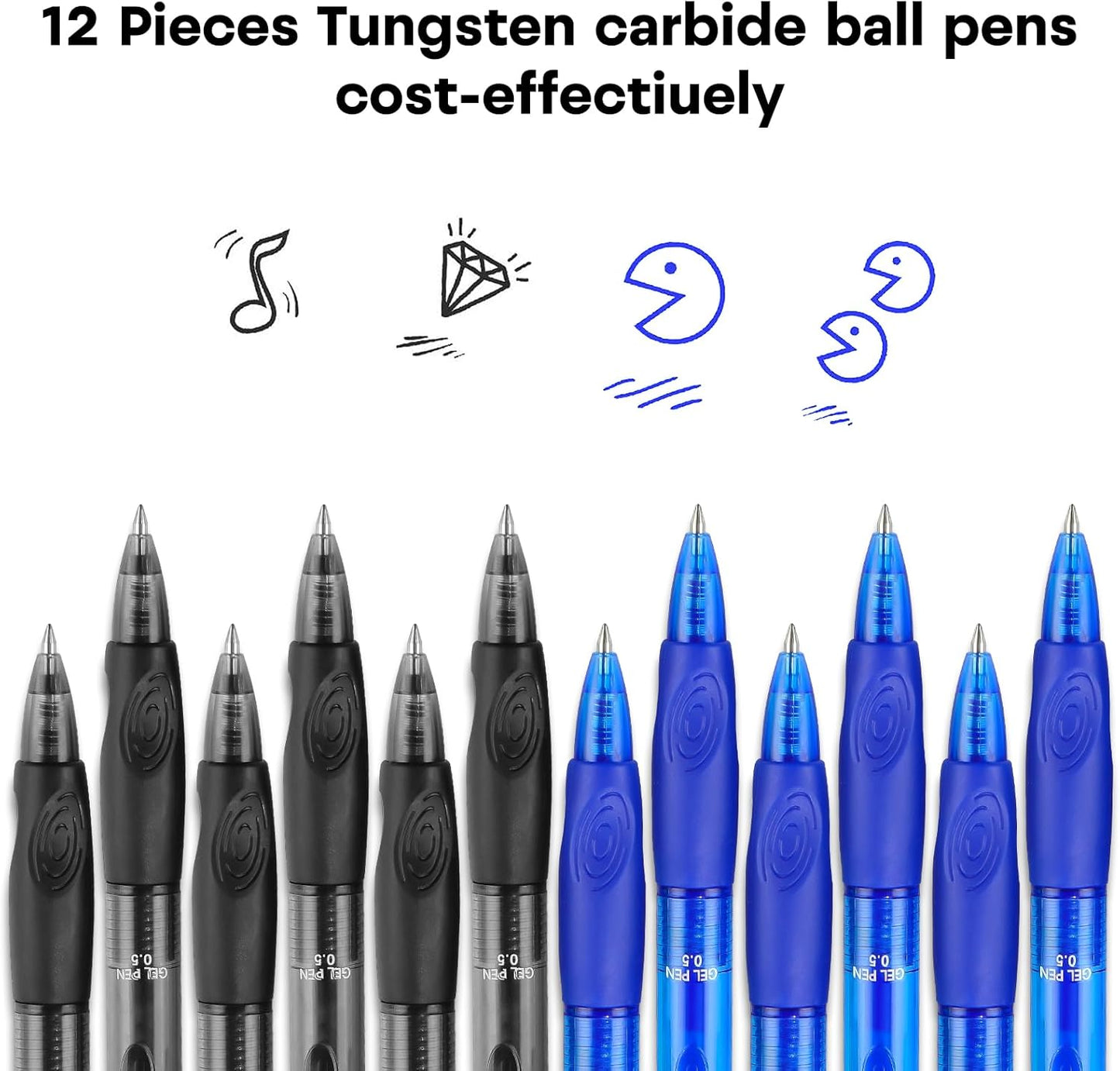 USUAL Erasable Gel Pens Erasable Colored Pens Fine Point 0.5mm Erasable Pens Make Mistakes Disappear Retractable Erasable Gel Pens for Drawing Writing School Office Supplie (Black&Blue)
