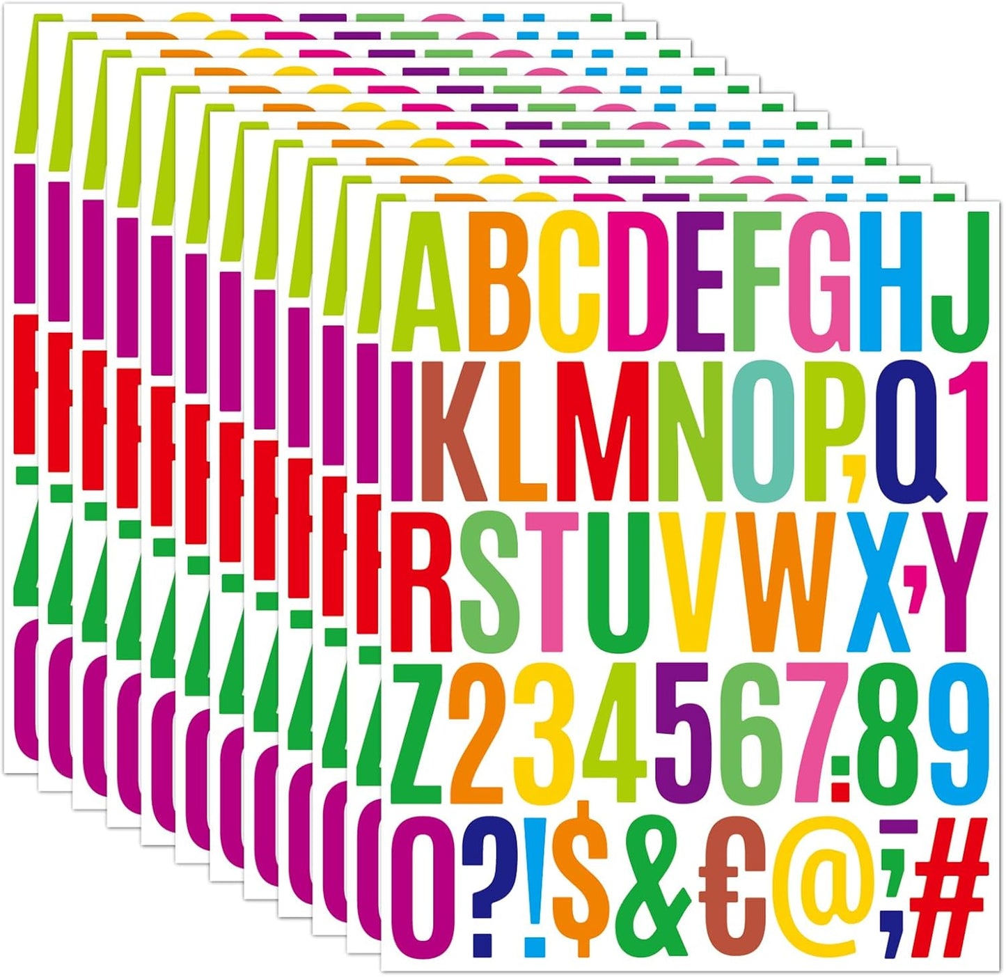 1000 Pcs Waterproof 2" Vinyl Alphabet & Number Stickers - Self-Adhesive for Mailboxes, Windows, Doors, Signs, Vehicles & More, Colored