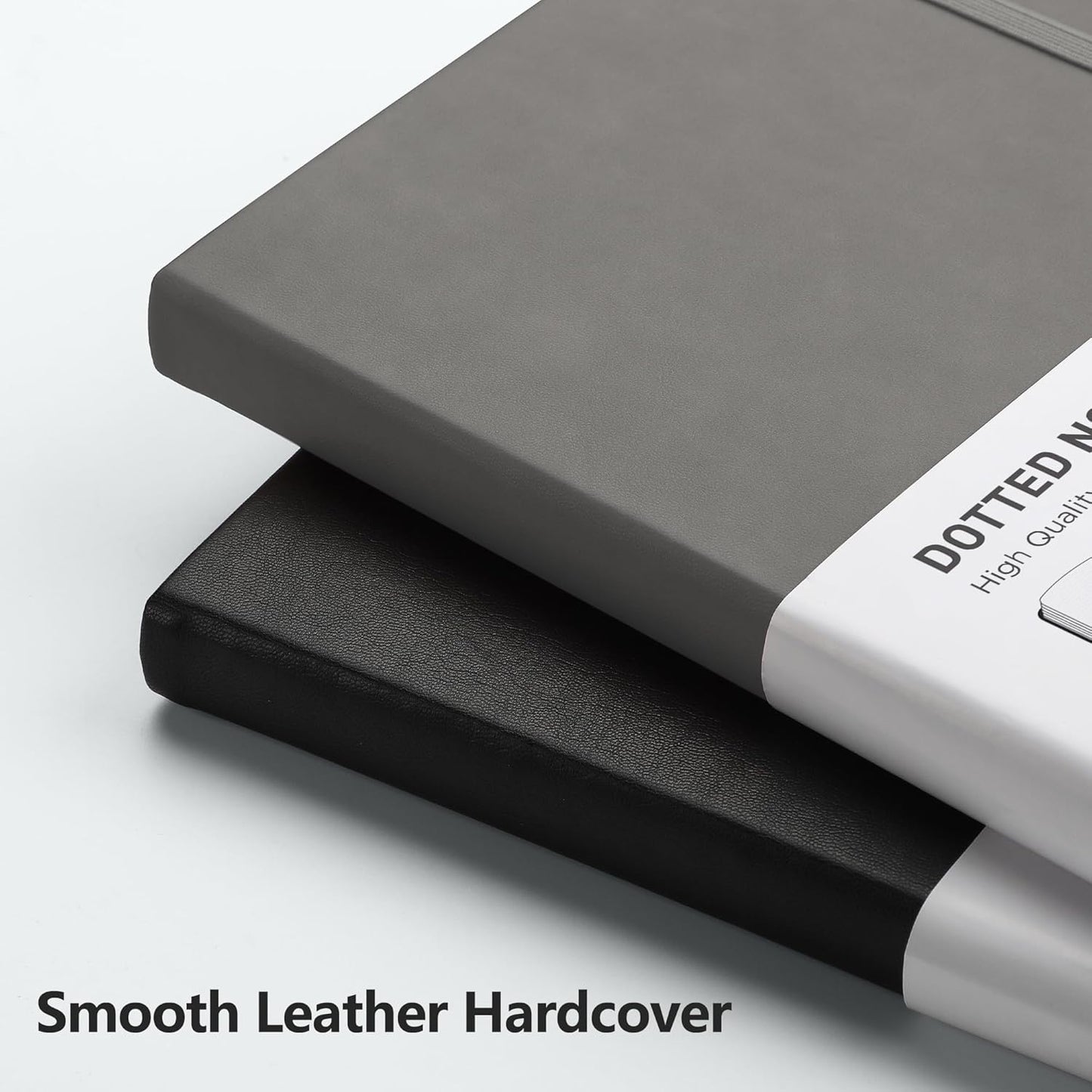 RETTACY Bullet Dotted Journal Notebook, 192 Pages, A5 Medium Size (5.7'' x 8.3''), Leather Hardcover, 100 GSM Thick Paper, for Bullet Journaling, Planning, Tracking (Gray)