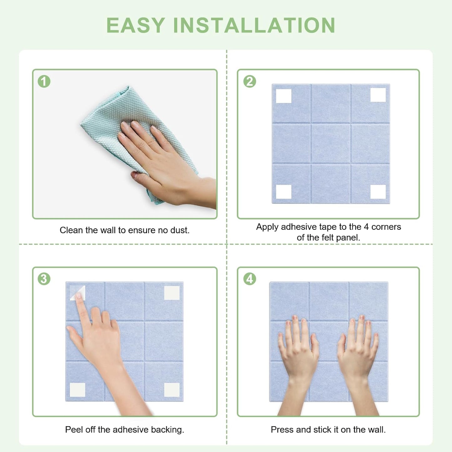 12 Pack Large Cork Board for Walls, 48" X 36" Felt Bulletin Board Tiles with 48 Safe Removable Adhesive Tabs & 60 Push Pin Board Decorative Cork Board Tack Board Wall Organizer for Office - Light Grey