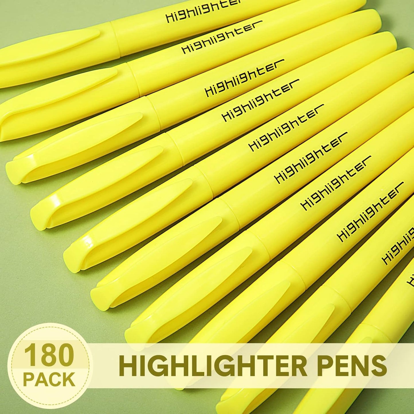 180 Pcs Highlighter Markers Bulk, Chisel Tip Aesthetic No Bleed Pastel Highlighter Pens Quick Drying Liner Markers for Adults Kids Highlighting in The Home School Office Classroom Supplies (Yellow)