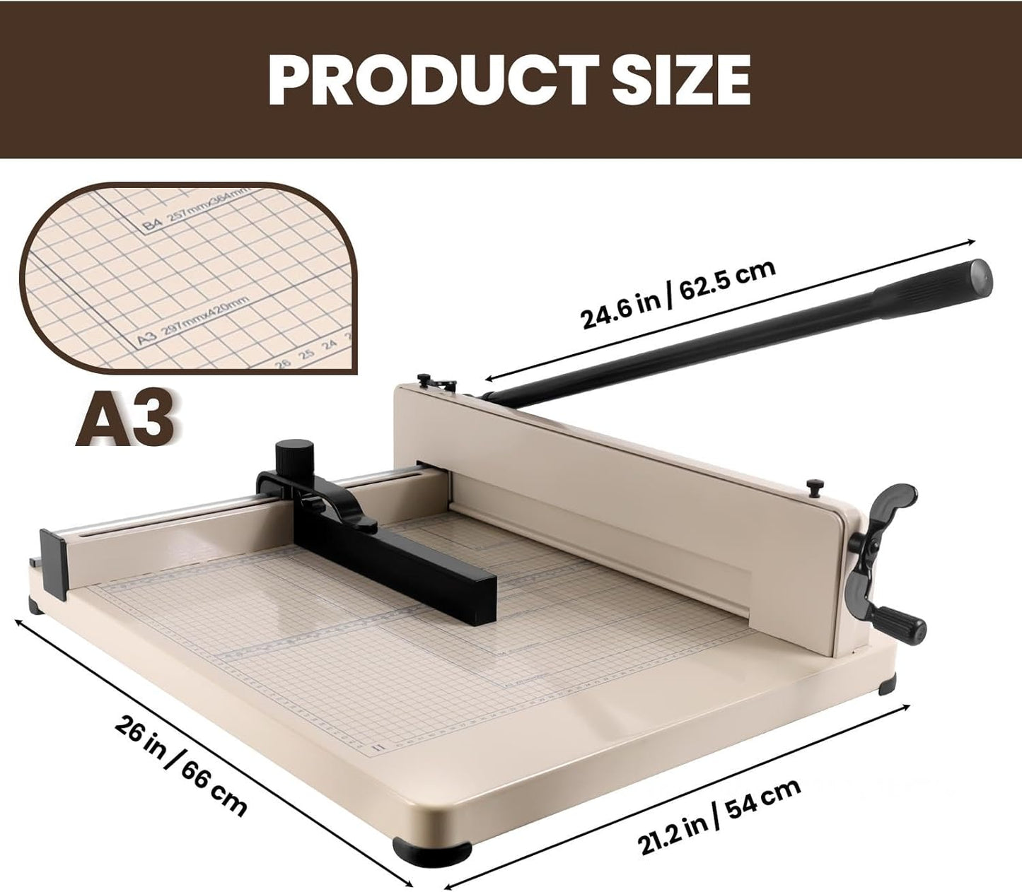 Heavy Duty Guillotine Paper Cutter, Professional Large Paper Trimmer with Safety Lock, Precision Cutting, Guillotine Style Paper Cutter for Office, School and Workshop (17 inch for A3)