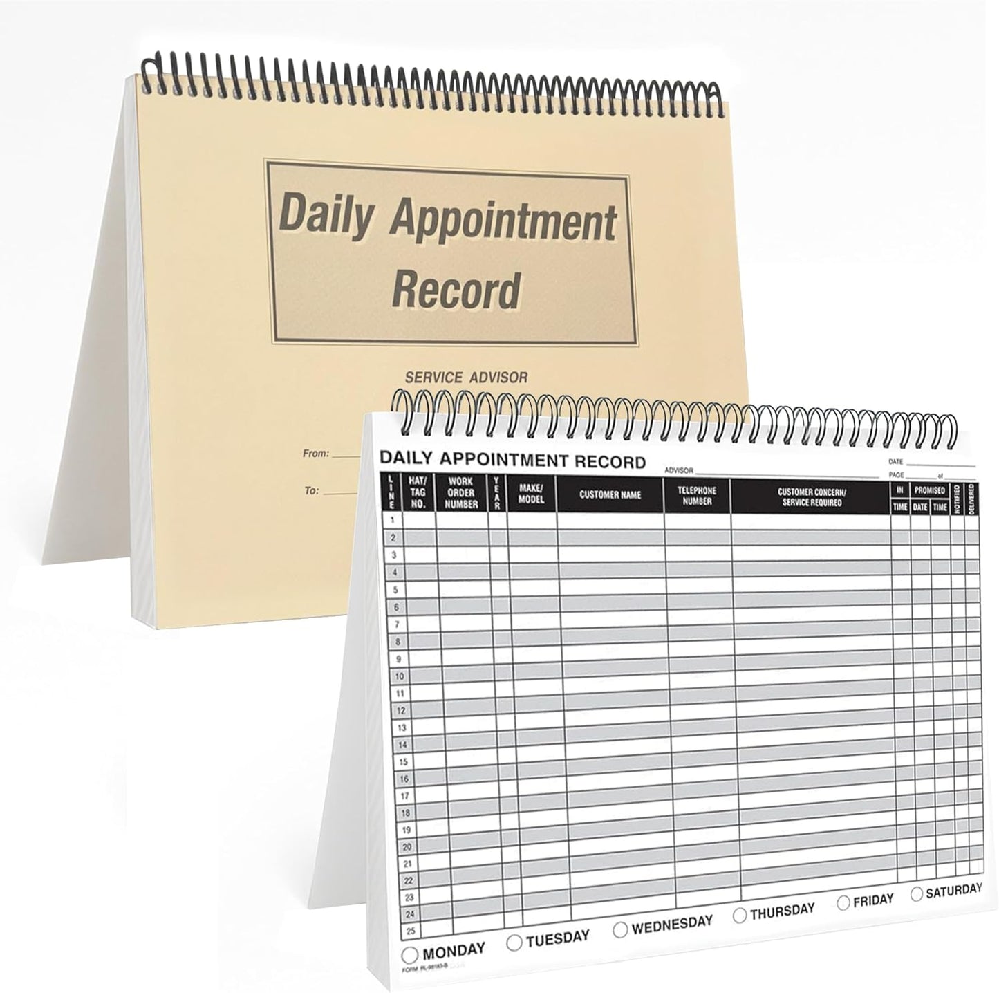 MICRO TEC Daily Appointment Record Log Books – 8.5" × 11" Spiral Bound Planner – Durable 90# Paper Notebook for Auto Repair Shops, Service Advisors & Daily Tracking - 100 Pages/Book (Book of 1)