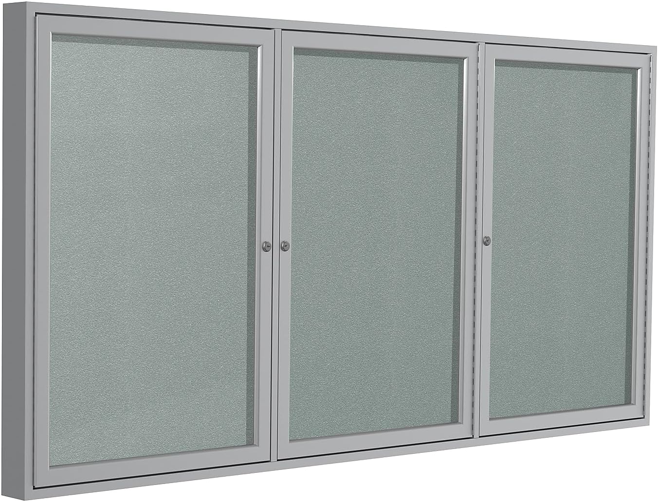 Ghent 48"x96" 2-Door Outdoor Enclosed Vinyl Bulletin Board, Shatter Resistant, with Lock, Satin Aluminum Frame - Silver (PA34896VX-193), Made in The USA,Medium