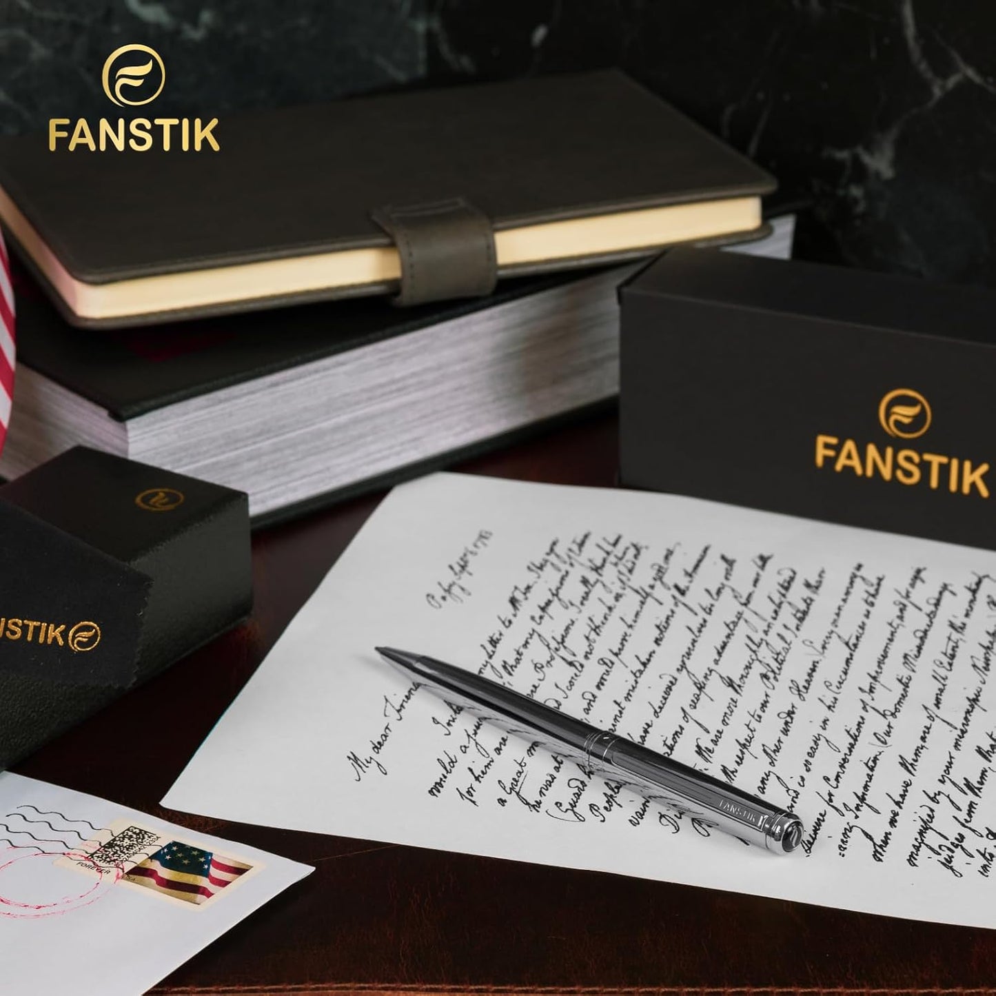 Customized Silver Luxury ballpoint pen (Made In USA) fancy gift set for women, Real 24K Gold Plating, Professional executive pen gift set for men (Lux Custom-BallPoint Silver)