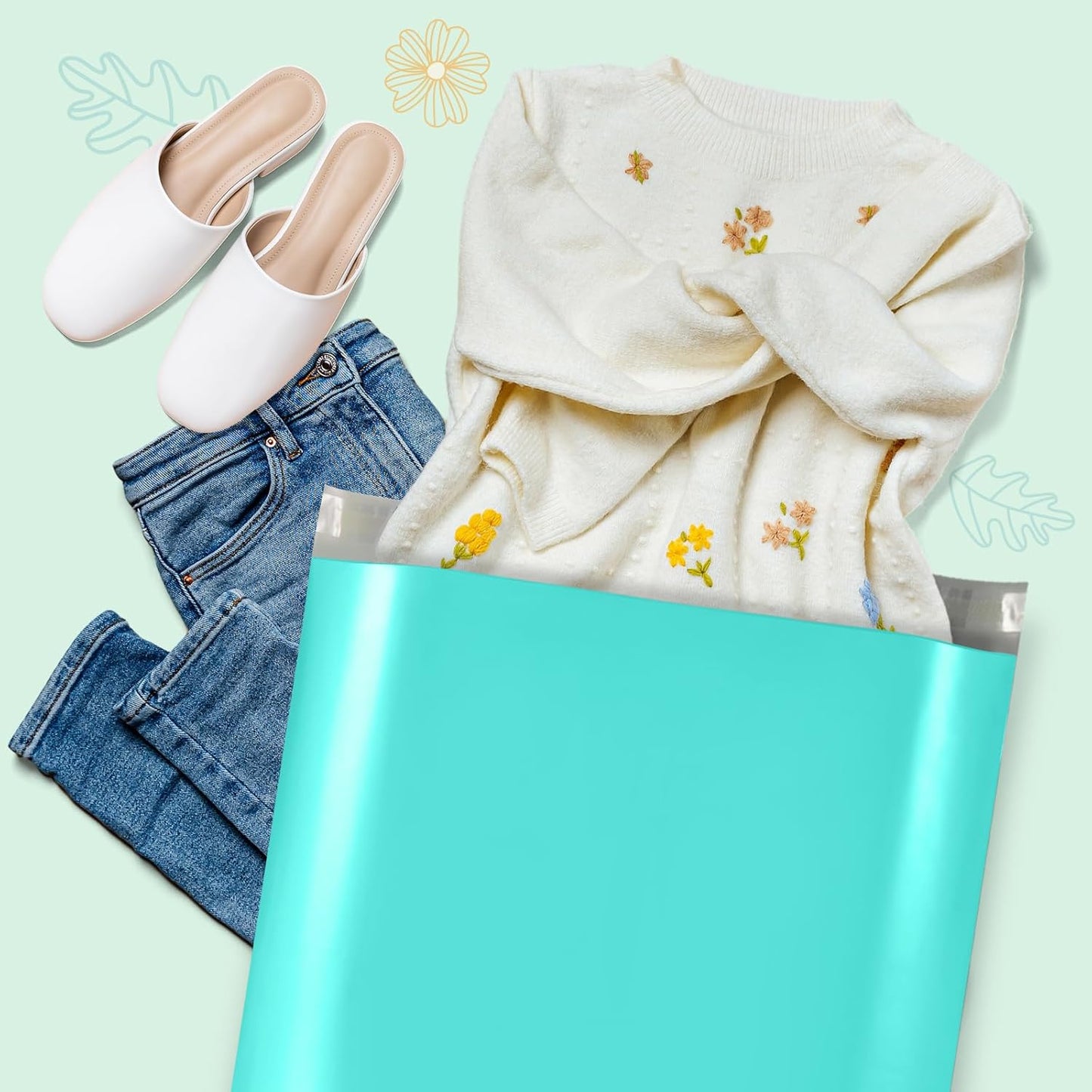 Fuxury 19x24 Inch 100 Pack Large Poly Mailers Shipping Envelopes Bags Teal,Self Adhesive Mailers Poly Shipping Bags for Small Clothing Business,Waterproof and Flexible polymailers,Keep Items Protected