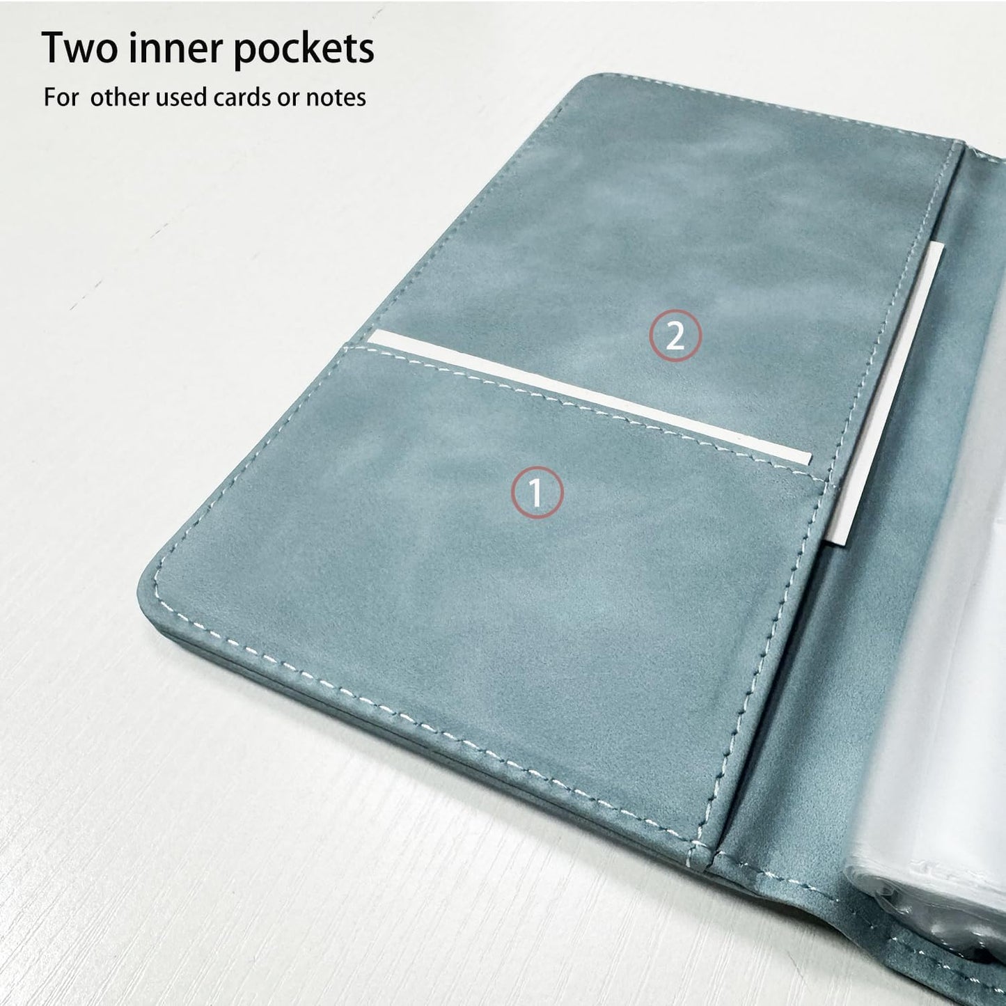 Leather Professional Business Card Holder Book Organizer, 240 Card Slots Capacity Booklet, Premium PU Name Cards Storage Folder with Soft Cover, Credit Card Binder Holder for Men/Women (Blue)