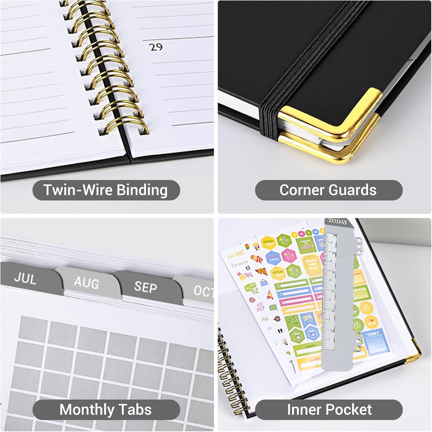 Academic Planner 2026 (8.5" x 11") - Weekly & Monthly Planner (Jan. 2026 - Dec. 2026), Column View Calendar Organizers, Hardcover Agenda Book with Tabs for Office & School, Black