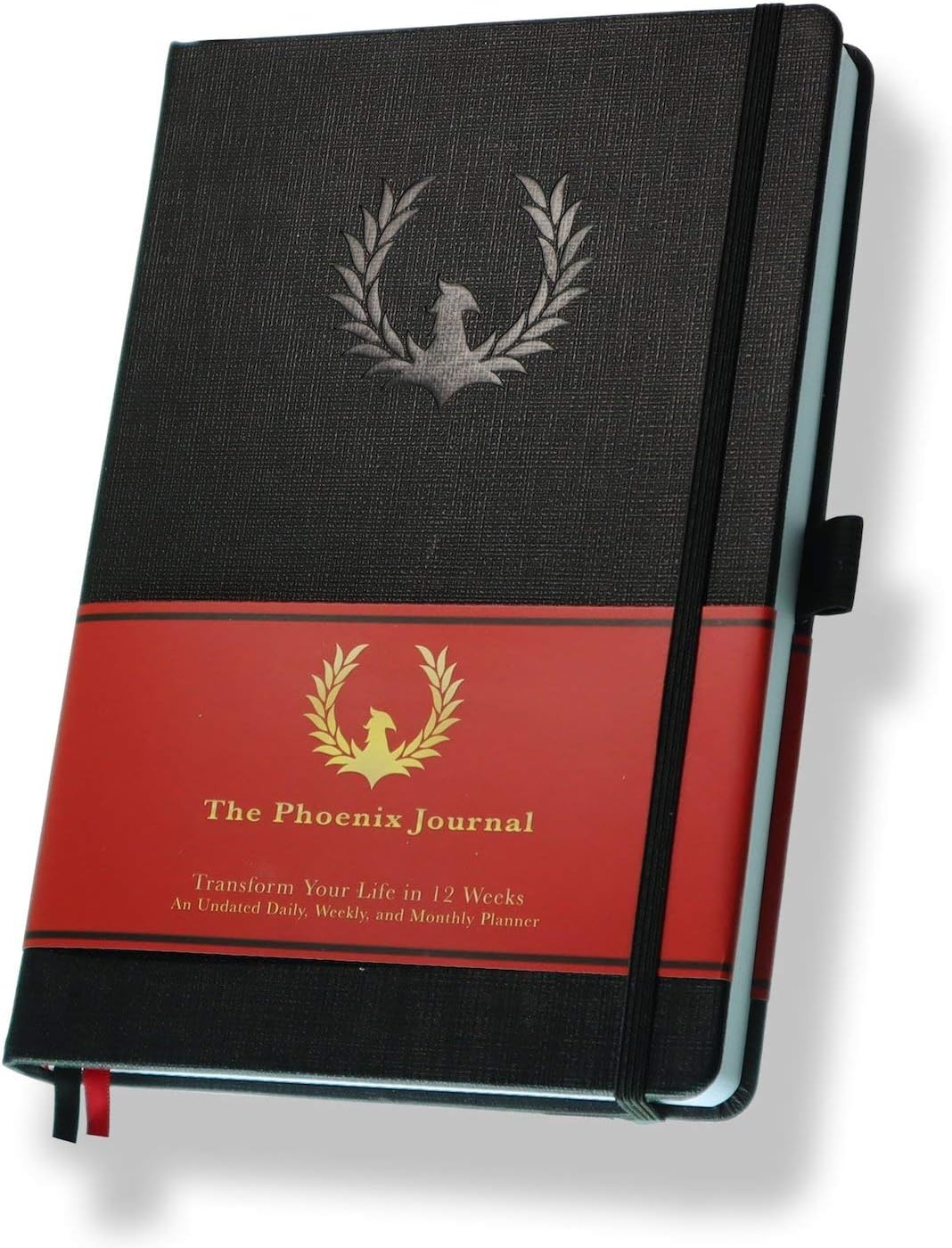 The Phoenix Journal - Best Daily Goal Planner, Organizer, & Calendar for Goal Setting, Gratitude, Happiness, & Productivity - Vision Board & Habit Tracking - 12 Weeks, Undated, Hardcover - Black