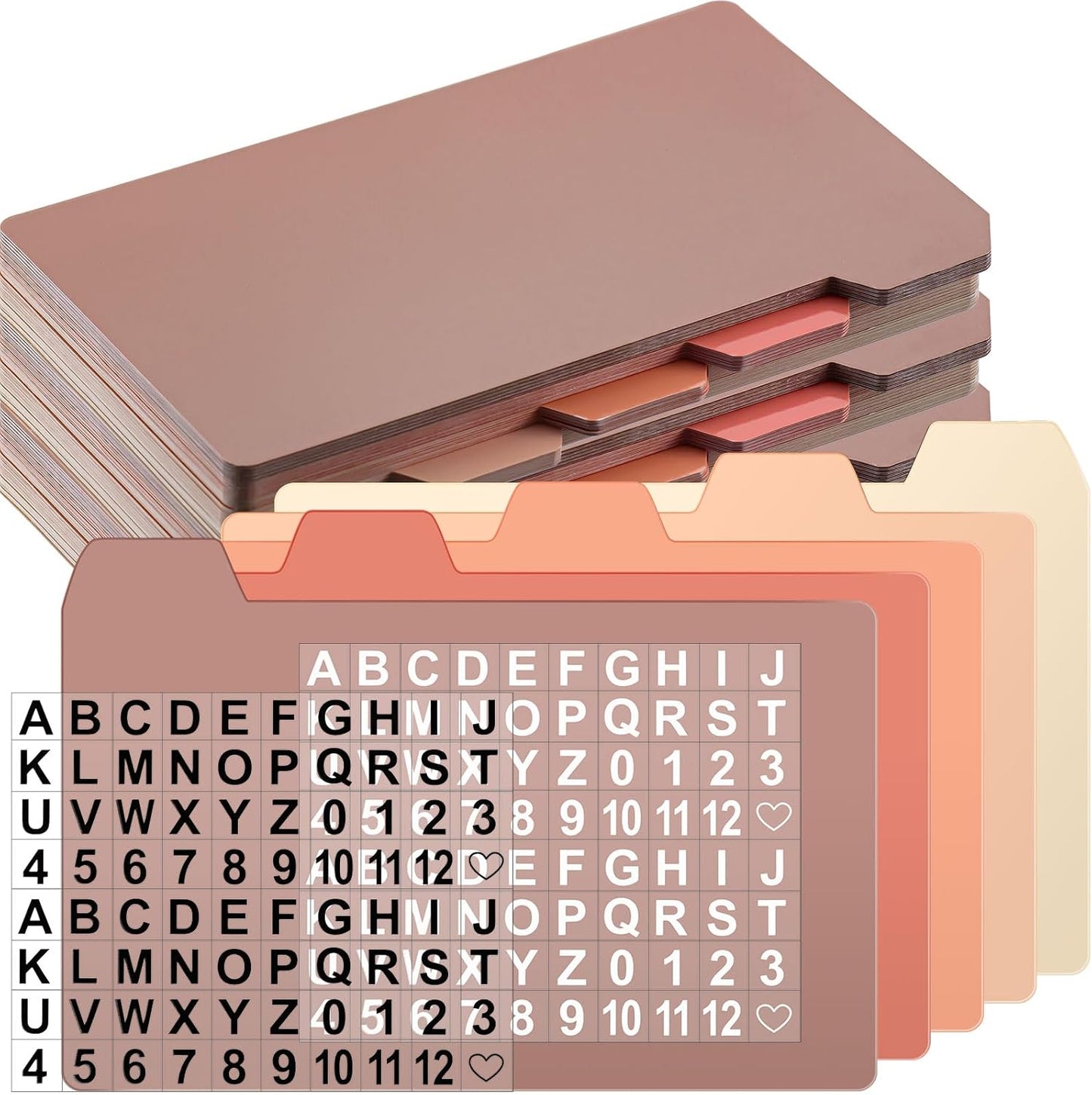 Harloon 52 Pcs Dry Erase Index Card Guide Set Include 50 Index Card Dividers 2 Number Alphabet Sticker with Tabs Photo Dividers for Office Business Back to School Supplies(3 x 5 Inch,Boho Rose)