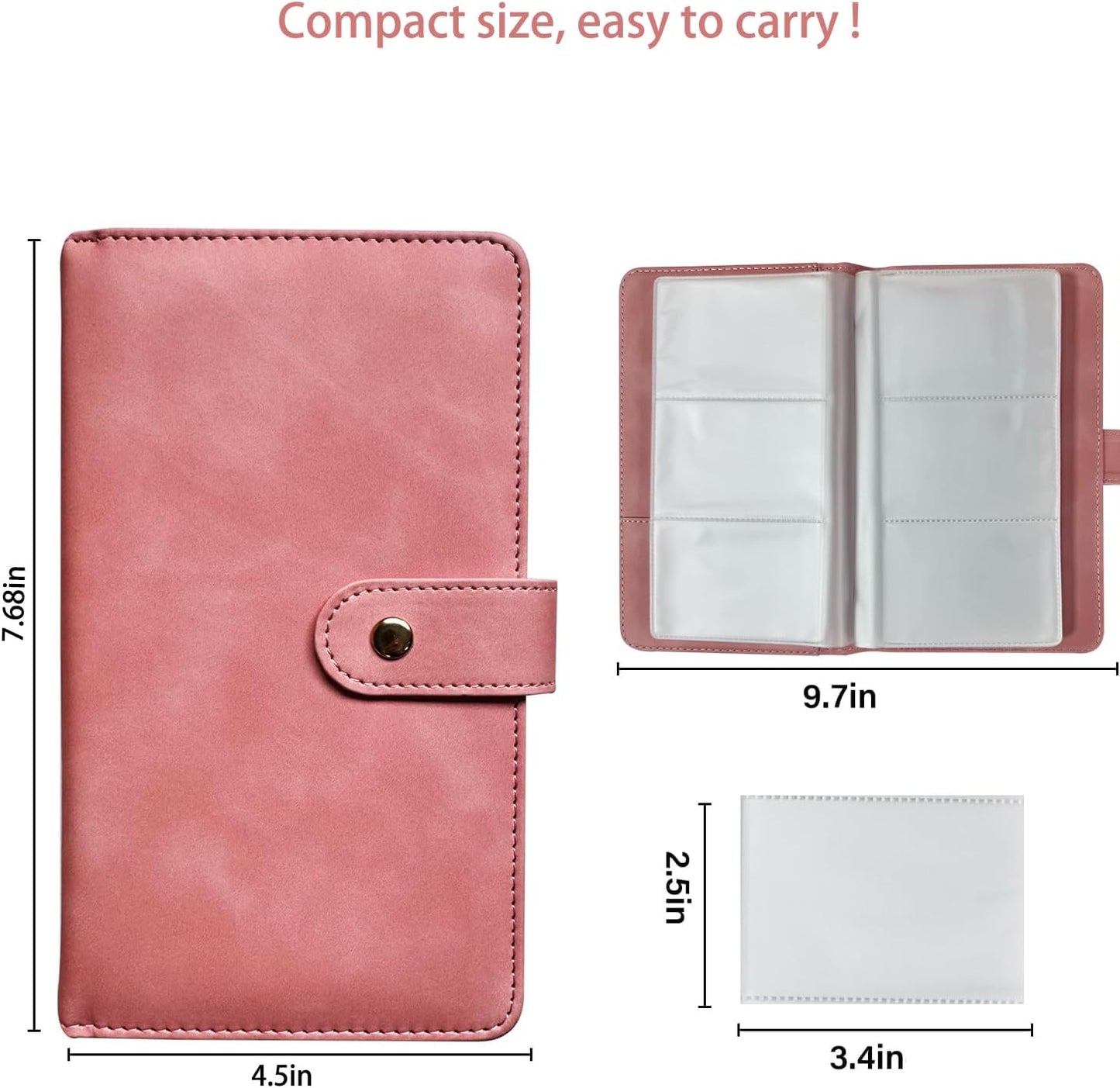 Leather Professional Business Card Holder Book Organizer, 240 Card Slots Capacity Booklet, Premium PU Name Cards Storage Folder with Soft Cover, Credit Card Binder Holder for Men/Women (Pink)