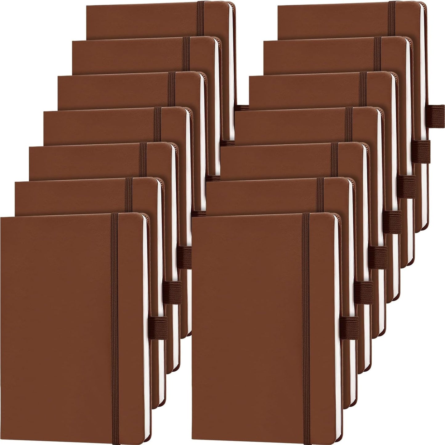 Laumoi 14 Pack Lined Journal Notebooks 5.5 x 8.2 Inch A5 Hardcover Notebook College Ruled Notepad with Pen Holder PU Leather Ruled Lined Journals for School Business Work Writing(Brown)