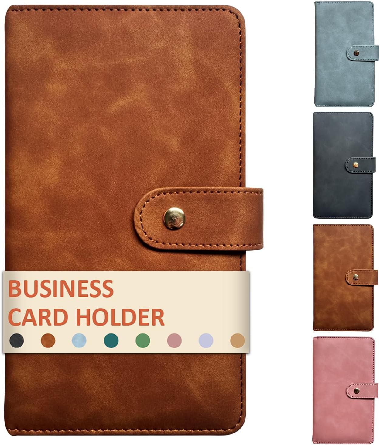 Leather Professional Business Card Holder Book Organizer, 240 Card Slots Capacity Booklet, Premium PU Name Cards Storage Folder with Soft Cover, Credit Card Binder Holder for Men/Women (Brown)