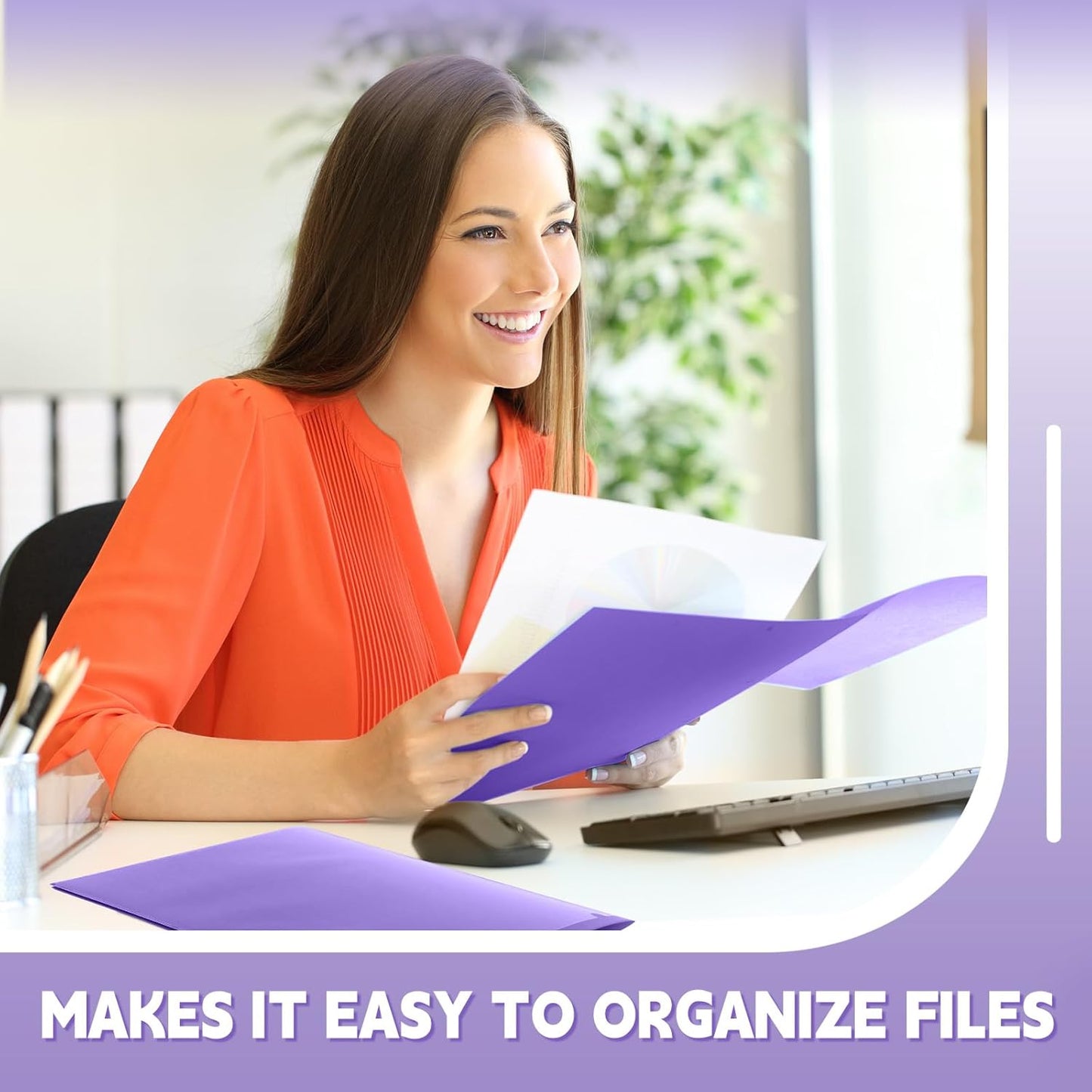 Henoyso 18 Pcs Plastic Folders with Clear Front Pockets Heavy Duty File Folders with 2 Pockets and Card Slot for Student Communication School Office Presentation Report (Purple)