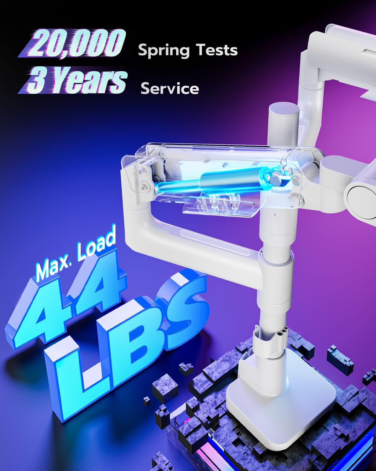 ARES WING Dual Monitor Mount for 17-49 Inch Ultrawide Heavy Duty Curved Screen, Computer Monitor Arm Desk Mount, Gas Spring Adjustable Dual Monitor Stand for Desk, White