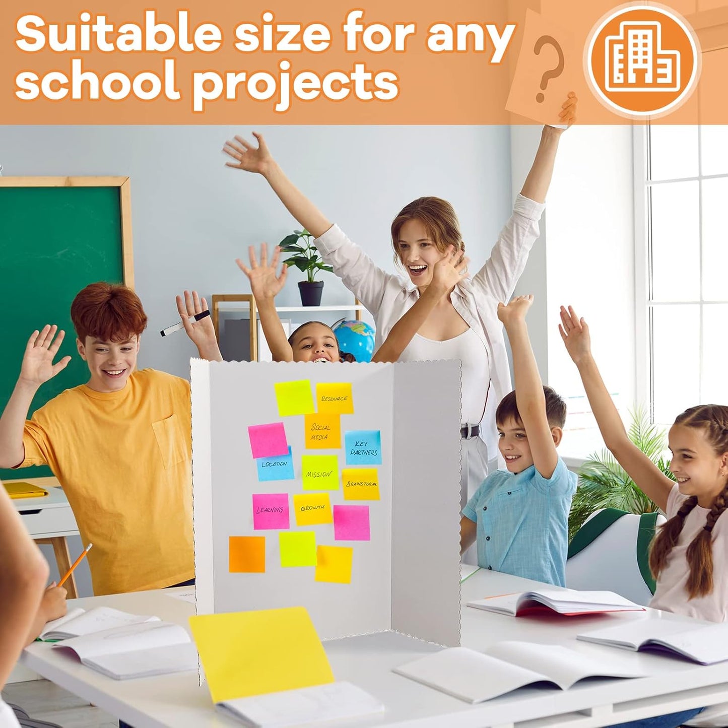 Henoyso 8 Pieces Tri Fold Poster Board Lightweight Fold Presentation Board for Science Fair Display(36 x 48 Inch,White)