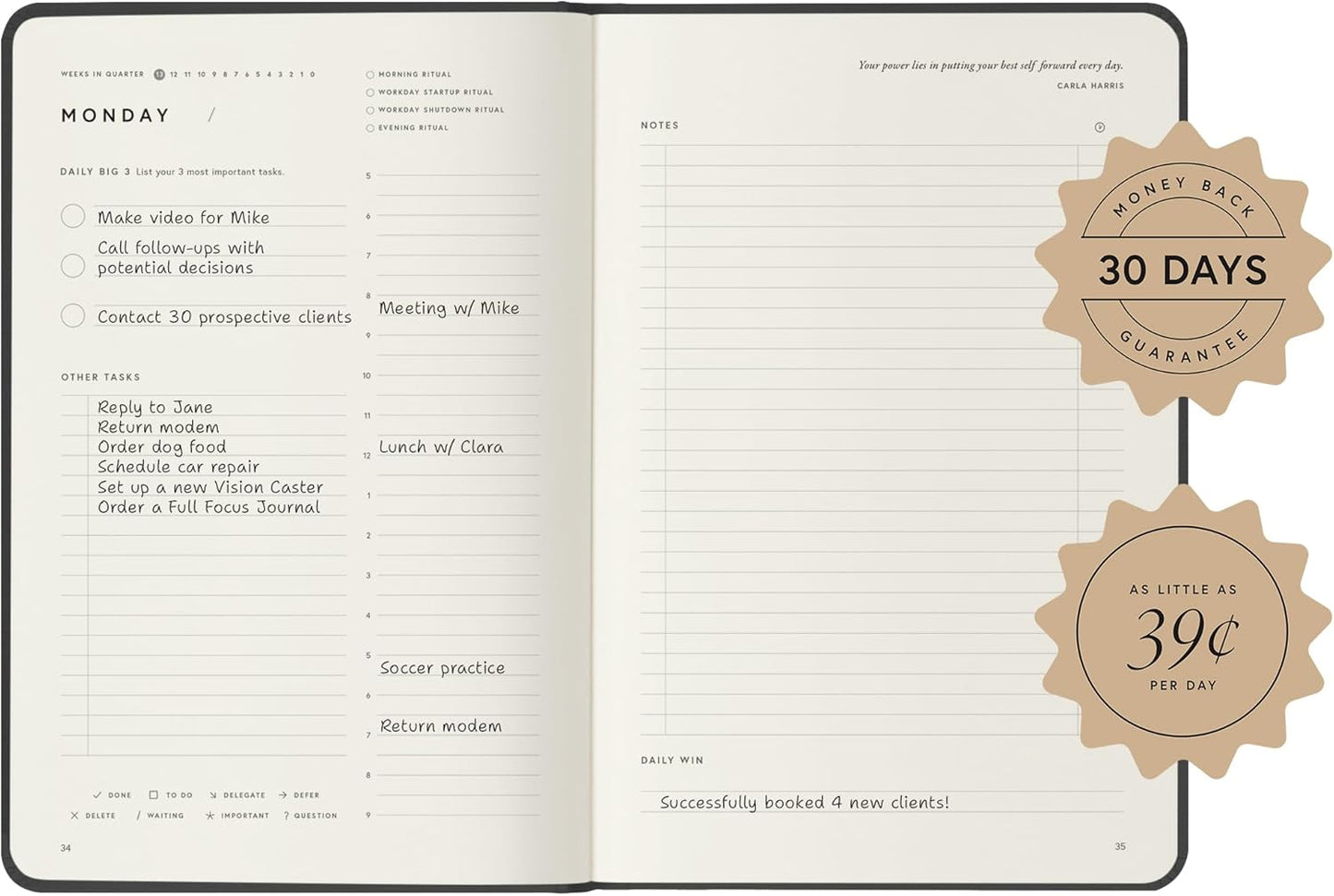 Full Focus Sienna Linen Planner by Michael Hyatt - The #1 Daily Planner to Set Annual Goals, Increase Focus, Eliminate Overwhelm, and Achieve Your Biggest Goals - Hardcover