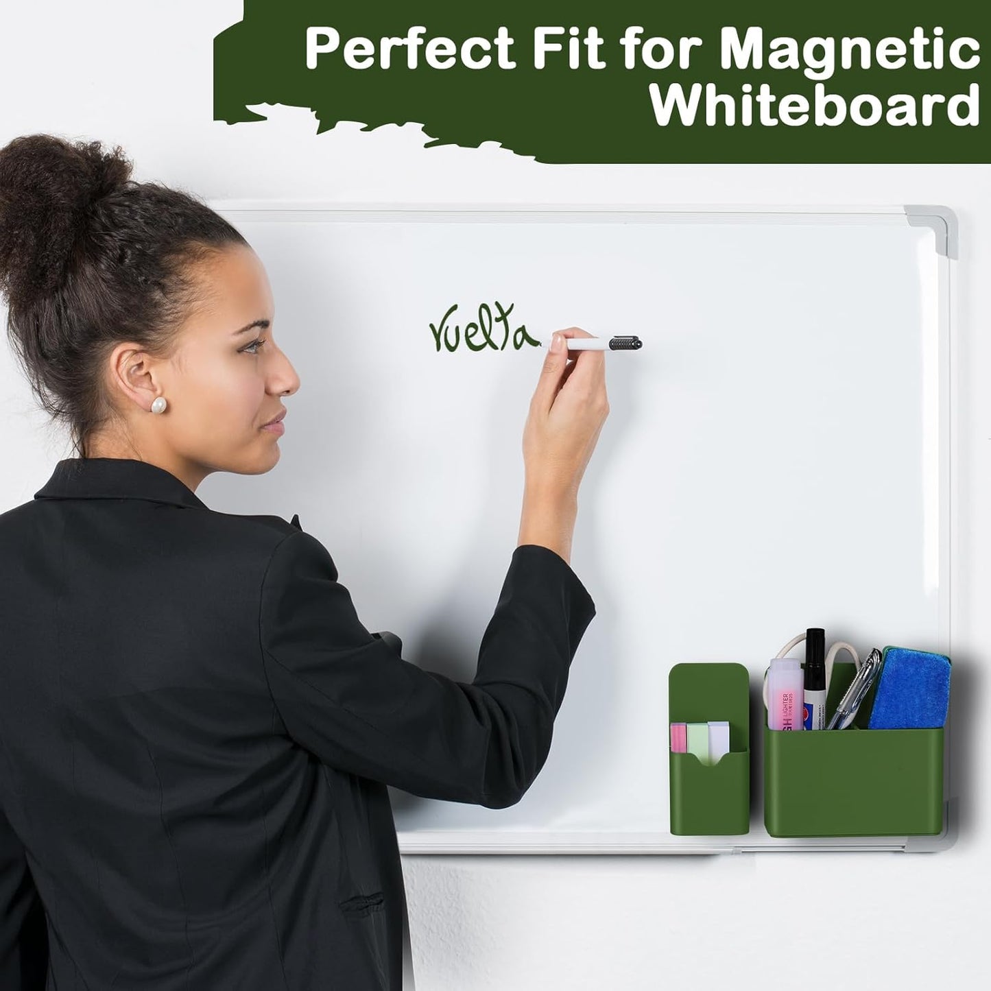 Magnetic Pen Holder,2 Pack Magnetic Dry Erase Marker Holder with Generous Compartments,Strong Magnet Storage Marker Pen Pencil Organizer for Refrigerator,Whiteboard,Locker Accessories