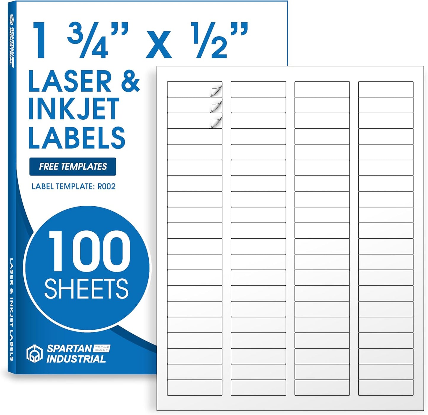 1 3/4" X 1/2" Matte White Return Address Labels Compatible with Inkjet and Laser Printers - 100 Sheets, 8000 Small Printable Stickers for Mailing, Barcodes, Organization - Spartan Industrial