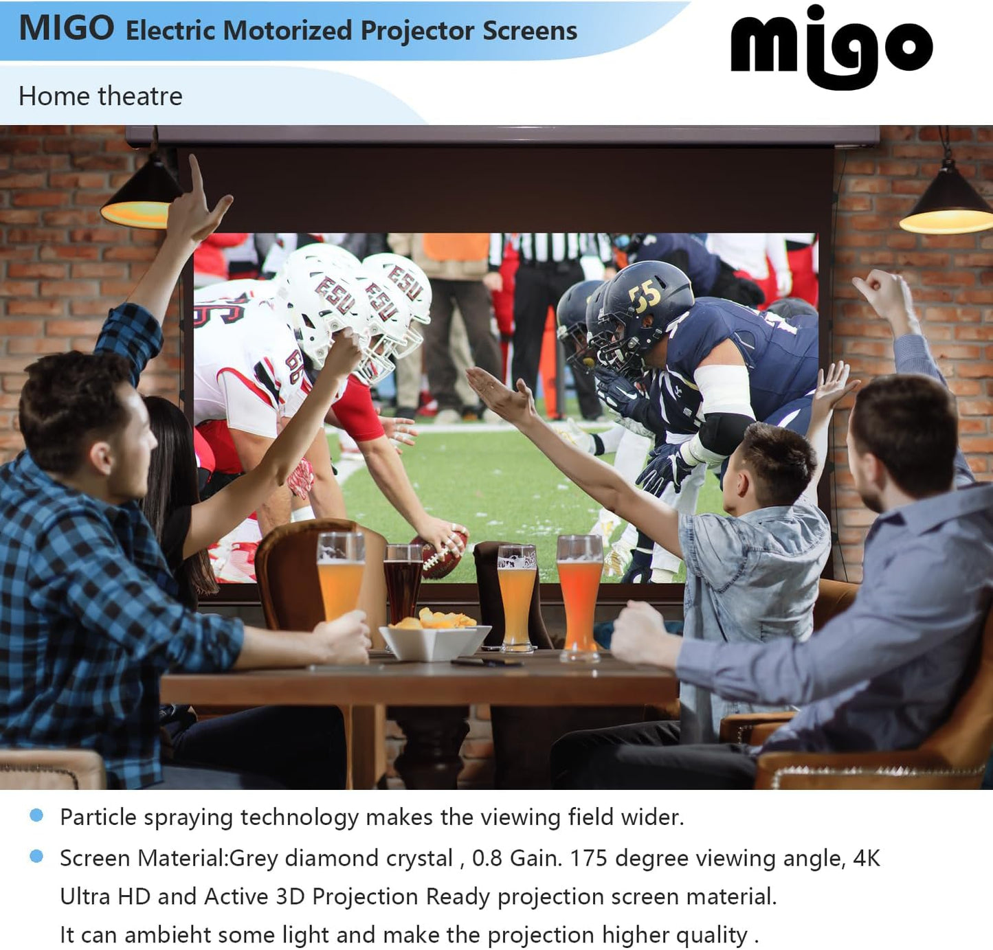 150 Inch Pull Down Electric Projector Screen, Grey Crystal 2.0 Gain Partial Ambient Light 4K Tab-Tension Projector Screen Wall & Ceiling Mount for Short Throw Projector Movie Home Theater Cinema